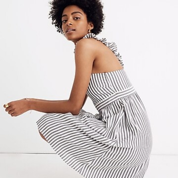 Madewell Striped Ruffle-Strap Empire Dress NWT - Picture 2 of 4